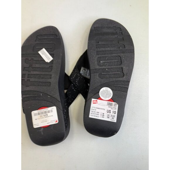 FitFlop Lottie Glitzy Shimmer Fabric Toe Thong Sandal Black NEW Size 10 - Picture 12 of 14